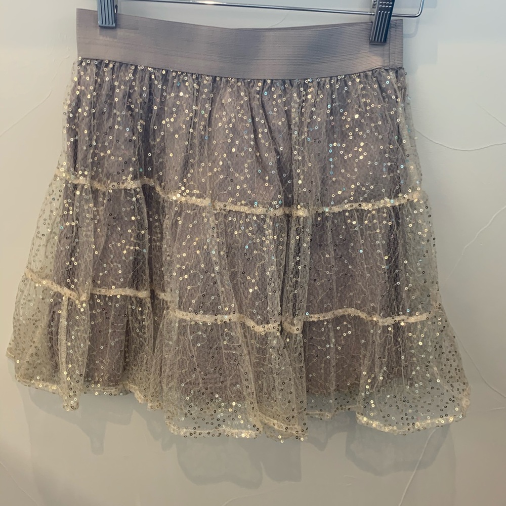 Jack Gray Gold Sequin Tiered Skirt- Small